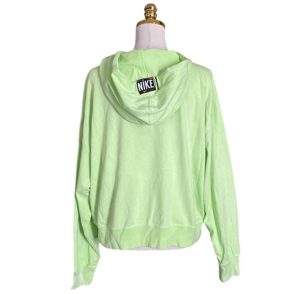 NIKE Women's Washed Cropped Neon Green Casual Sporty Oversized Hoodie Size M - Picture 13 of 15